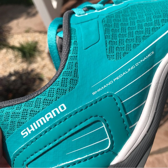 Shimano CW47 Pedaling Dynamics Bike Cycling Womens Shoe Turquoise White/8 - Picture 5 of 7
